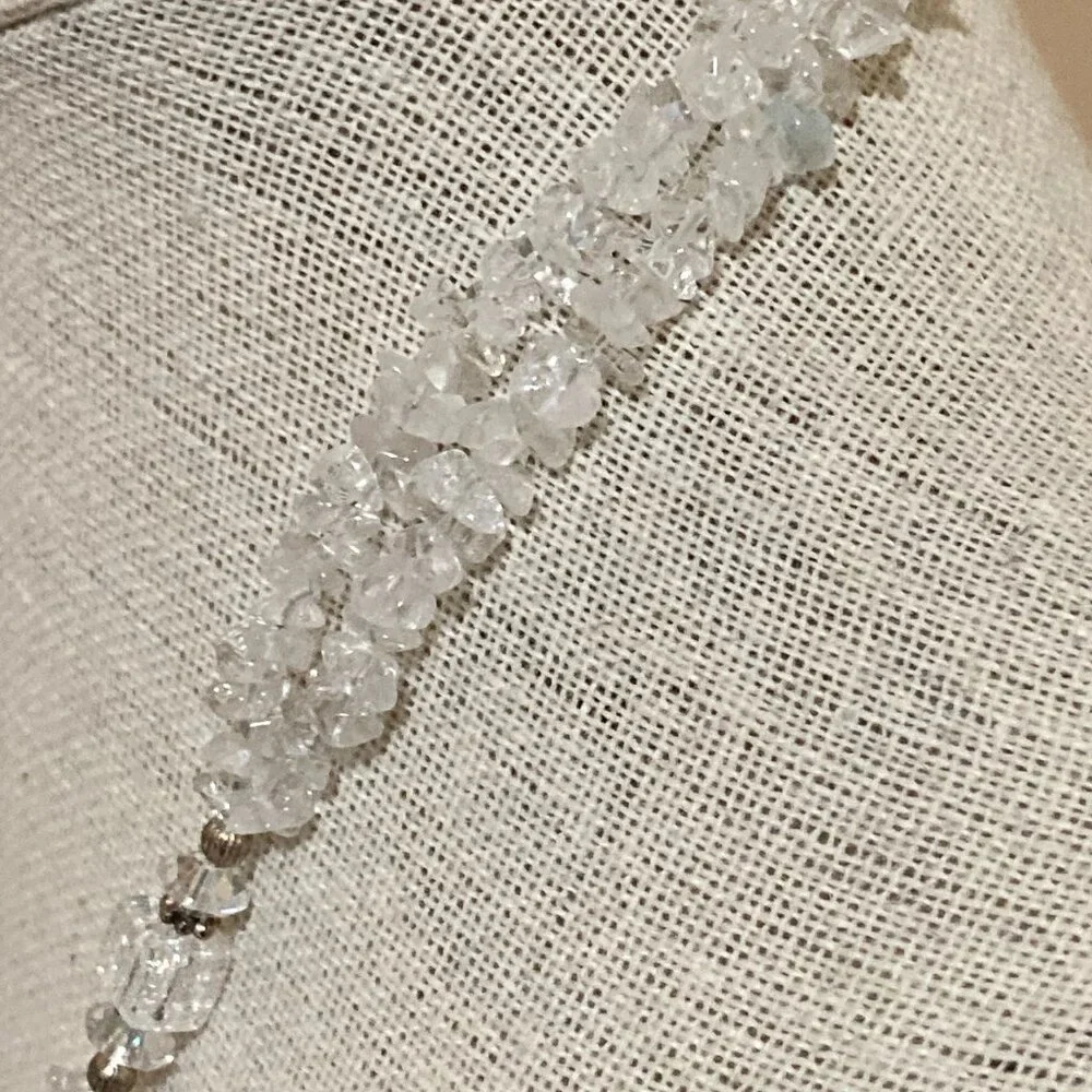 White Quartz and Crystal Necklace 18" Sterling Silver - Picture 8 of 9